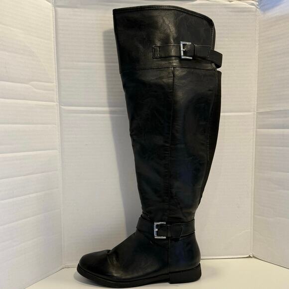 Torrid Over The Knee OTK moto boots faux leather wide calf 7.5 WW - Picture 13 of 14